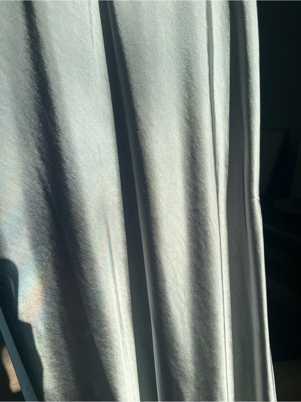 L'Academie Metallic Gray Satin Slip Midi Skirt - Picture 7 of 7